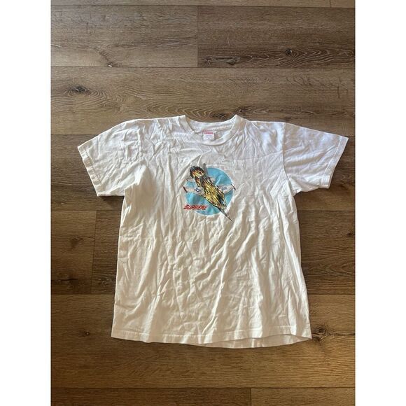 Supreme White Mens Medium Size USAF Fighter Jet Graphic Tee Shirt Top T-Shirt - Picture 1 of 3